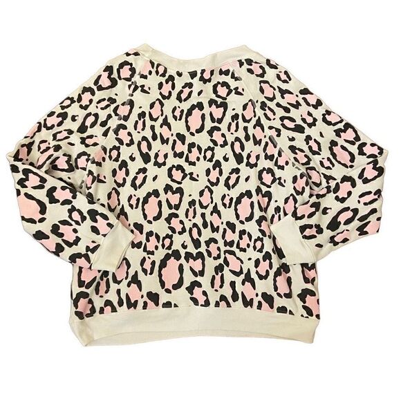 Wildfox Sommers Leopard Print Oversized Sweatshirt White Pink Black Large - Picture 2 of 5